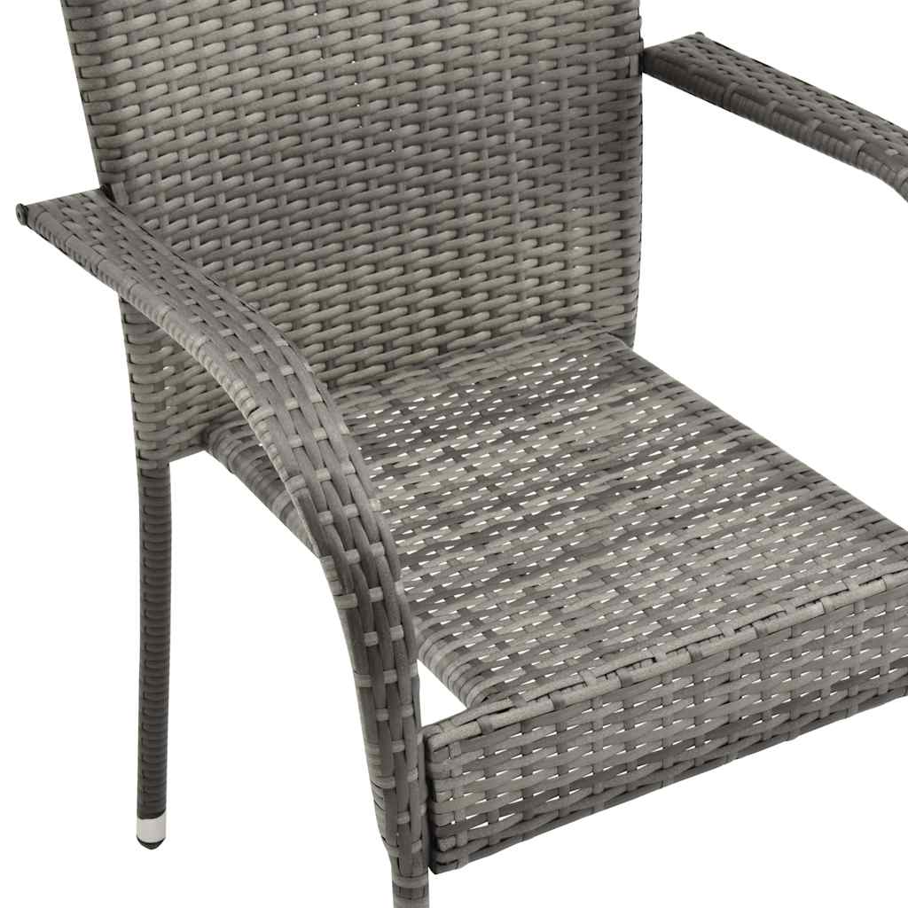 spisebordssæt til haven 7 dele polyrattan grå