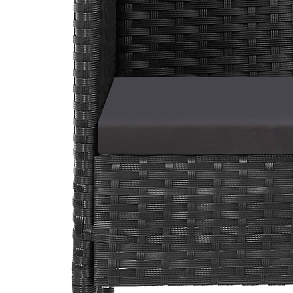 spisebordssæt til haven 5 dele med hynder polyrattan sort