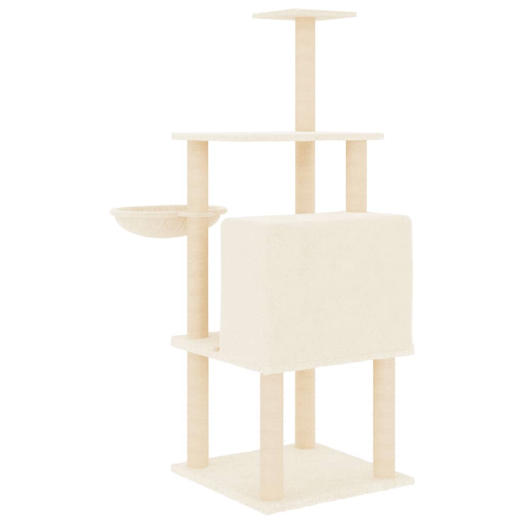 kradsetræ med sisalkradsestolper 132 cm cremefarvet