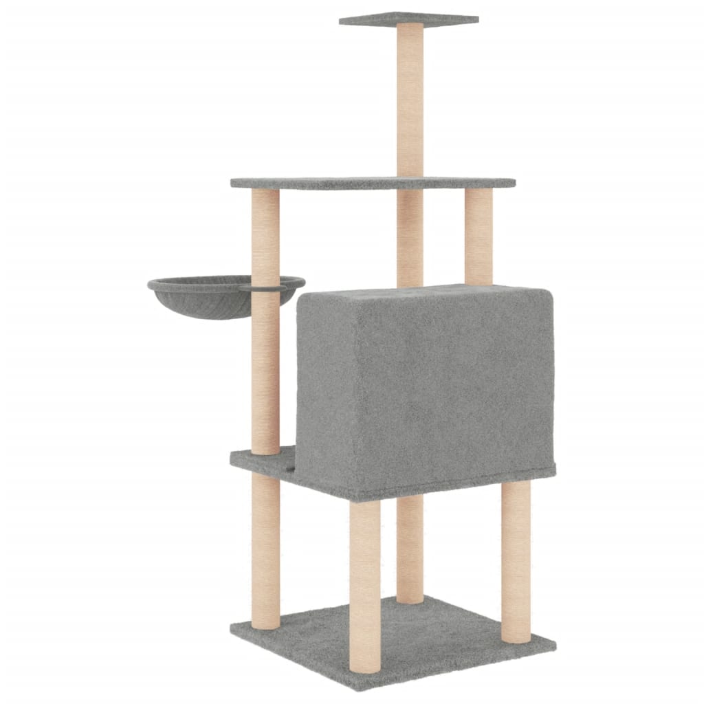 kradsetræ med sisalstolper 132 cm lysegrå