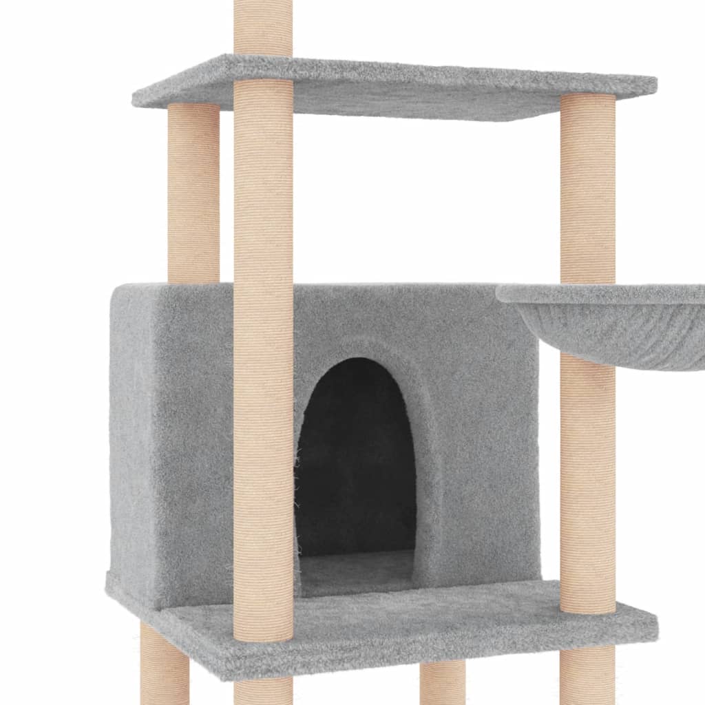 kradsetræ med sisalstolper 132 cm lysegrå
