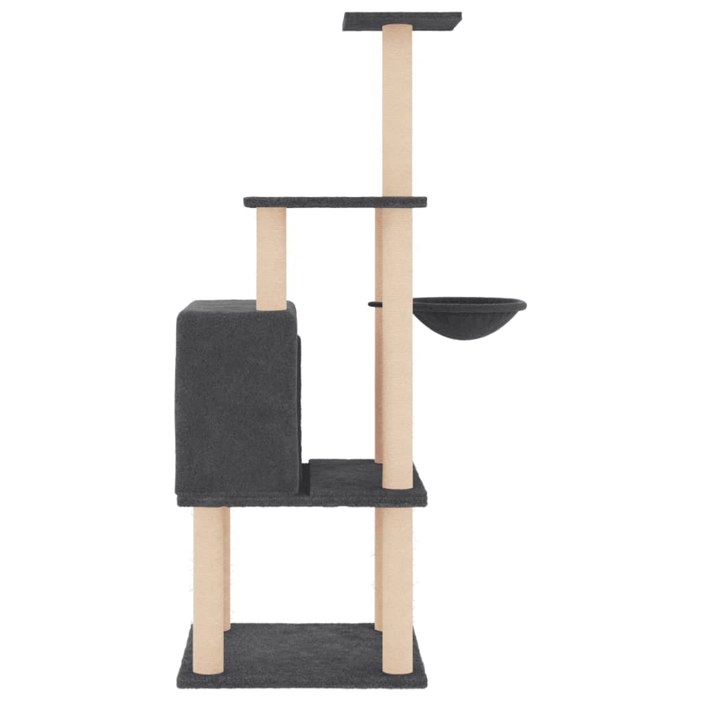 kradsetræ med sisalstolper 132 cm mørkegrå