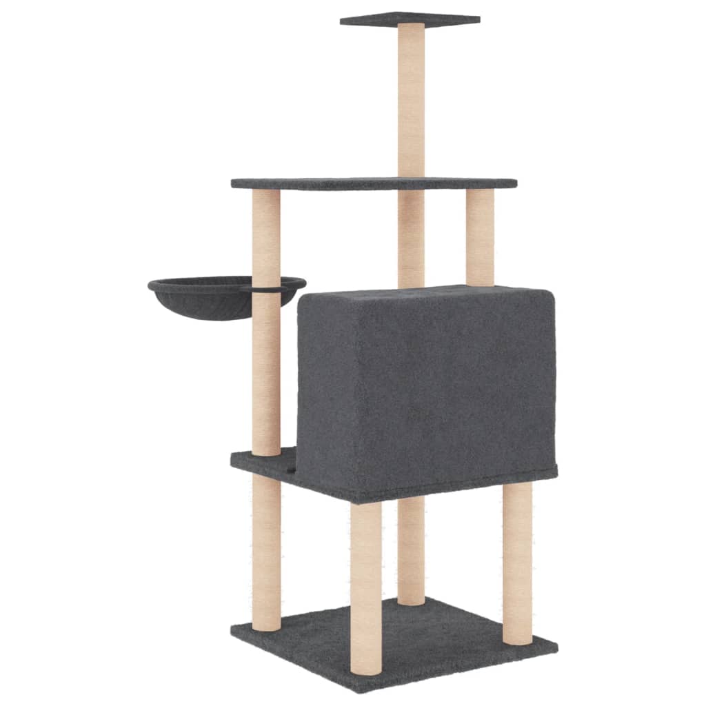 kradsetræ med sisalstolper 132 cm mørkegrå