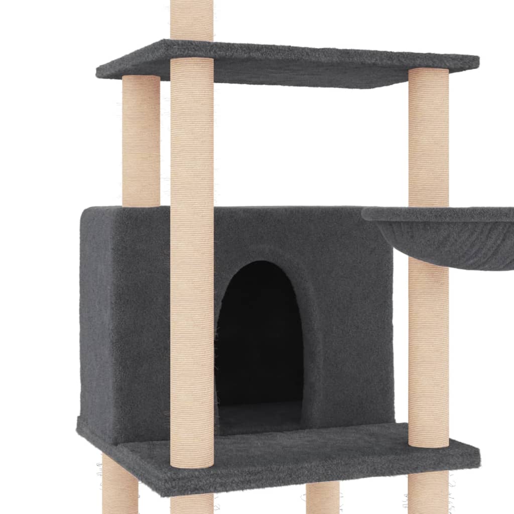kradsetræ med sisalstolper 132 cm mørkegrå