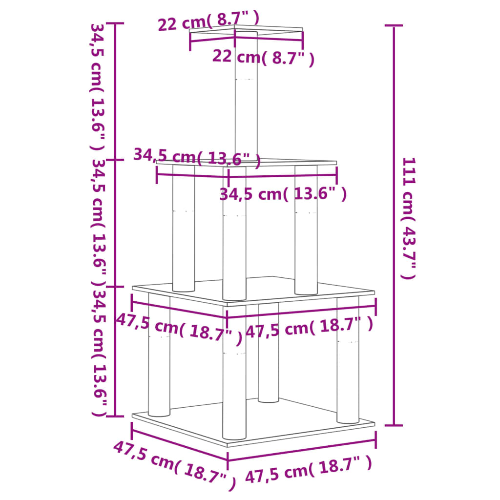 kradsetræ med sisalkradsestolper 111 cm cremefarvet