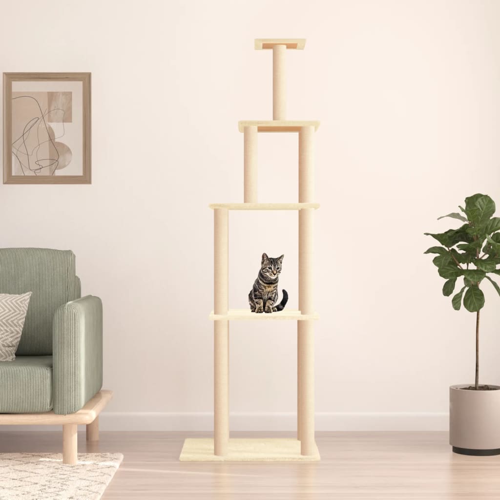 kradsetræ med sisalstolper 183 cm cremefarvet