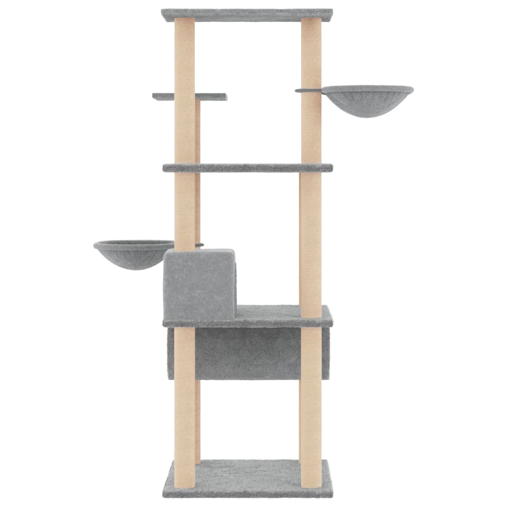 kradsetræ med sisalstolper 141 cm lysegrå
