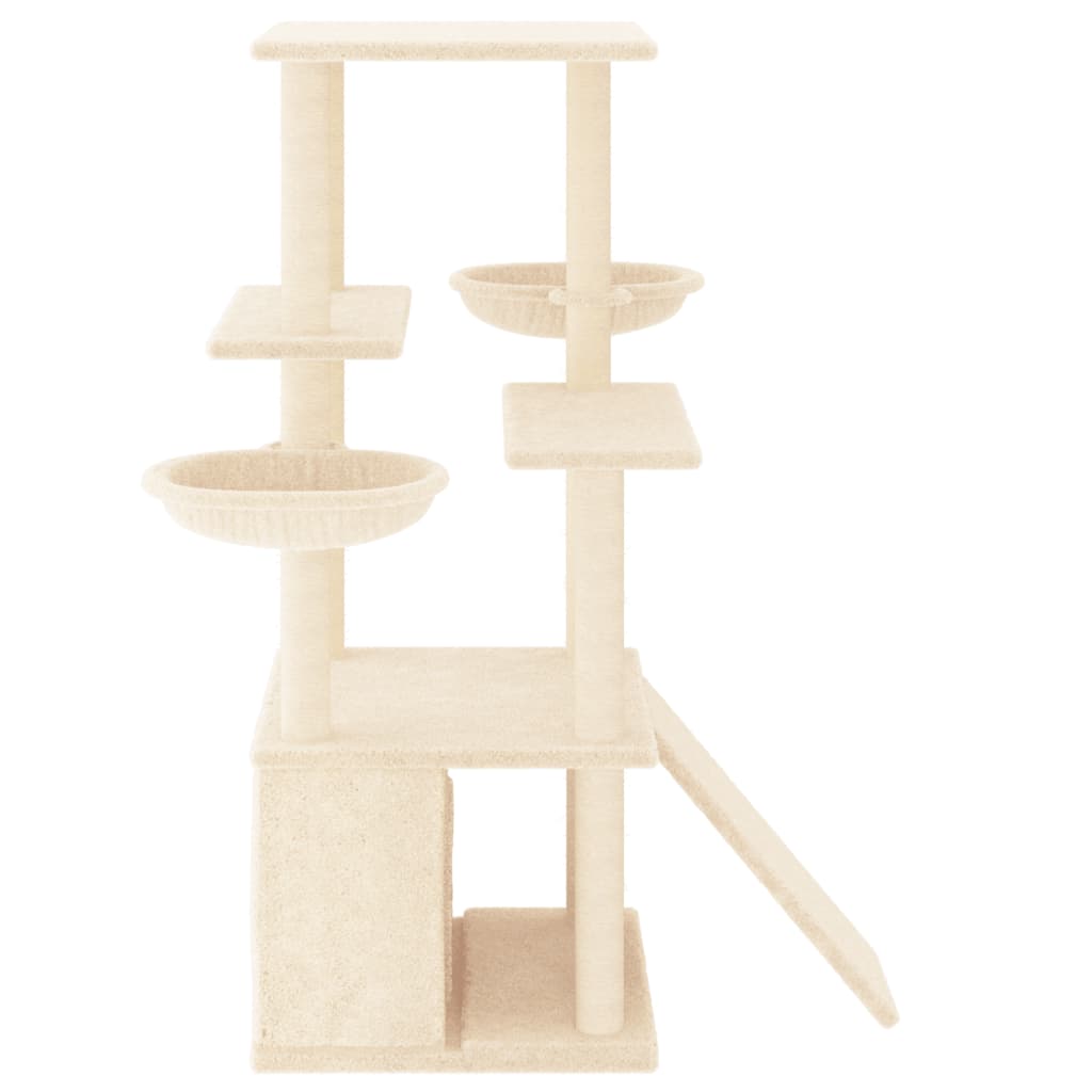 kradsetræ med sisalstolper 133 cm cremefarvet