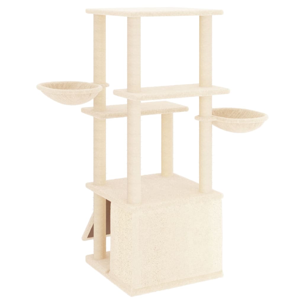 kradsetræ med sisalstolper 133 cm cremefarvet