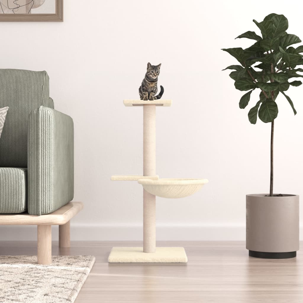 kradsetræ med sisalstolper 72 cm cremefarvet