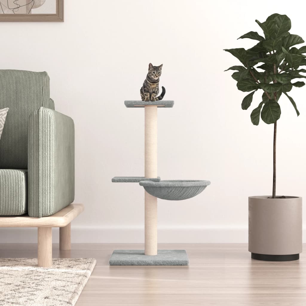 kradsetræ med sisalstolper 72 cm lysegrå