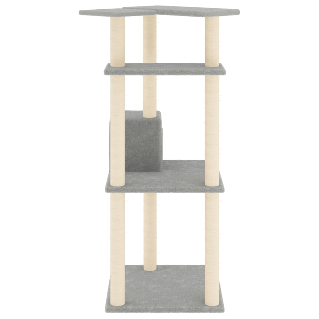 kradsetræ med sisalstolper 123 cm lysegrå