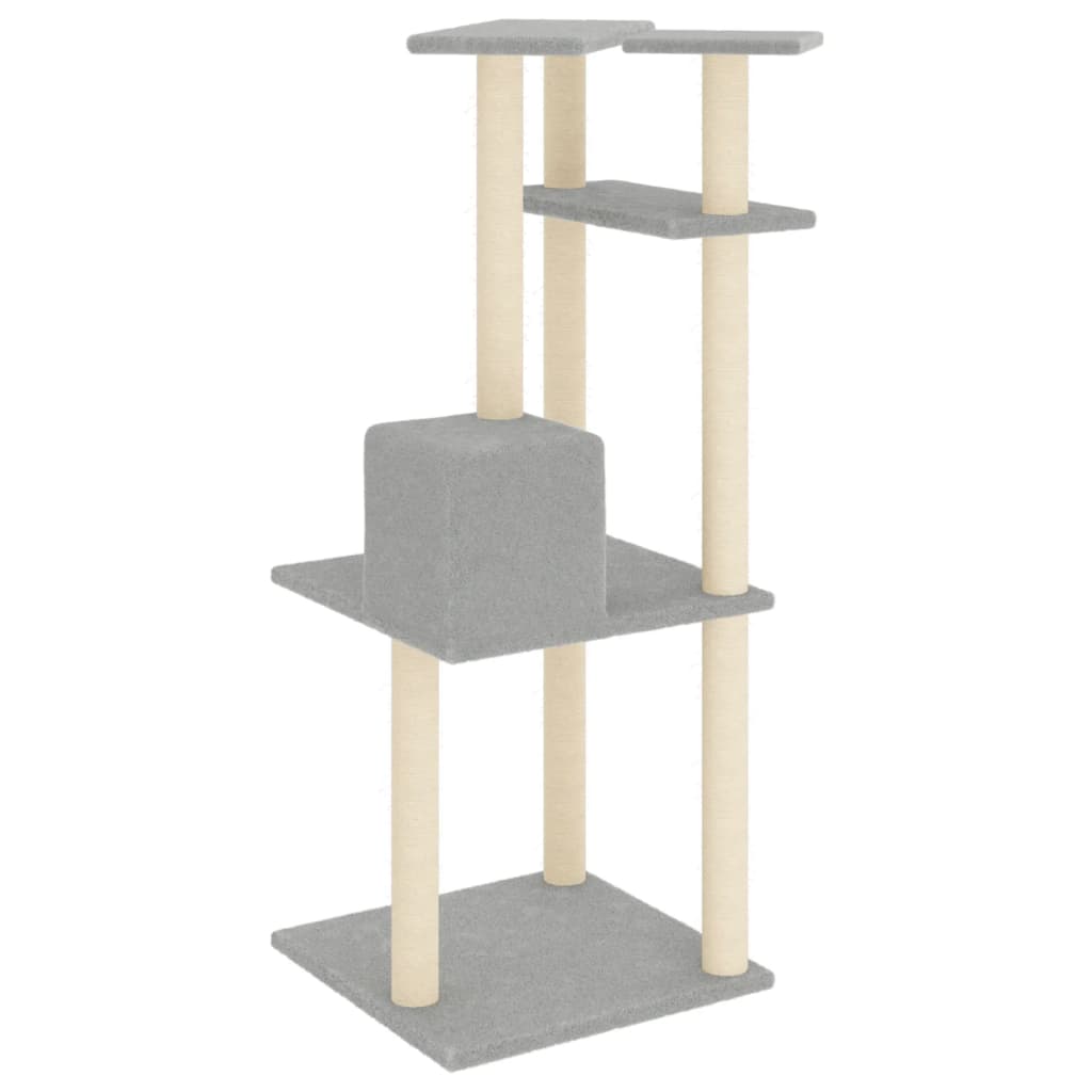 kradsetræ med sisalstolper 123 cm lysegrå