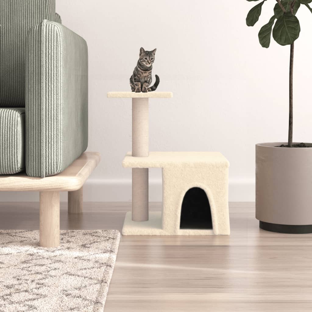 kradsetræ med sisalstolper 48 cm cremefarvet
