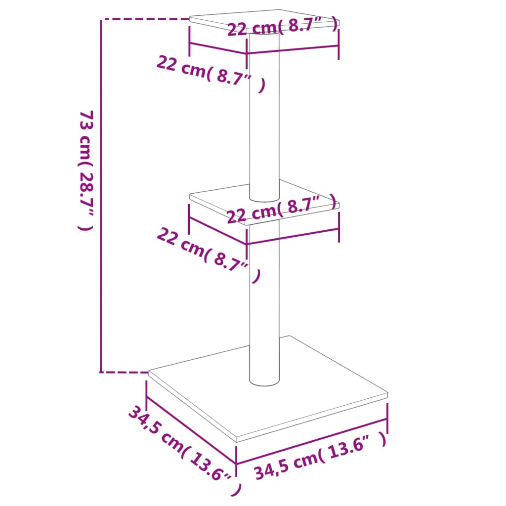 kradsetræ med sisalstolper 73 cm cremefarvet