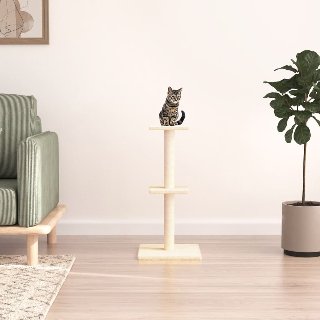 kradsetræ med sisalstolper 73 cm cremefarvet