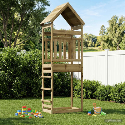 Udendørs Legetårn Naturfarvet Massiv imprægneret fyrretræ