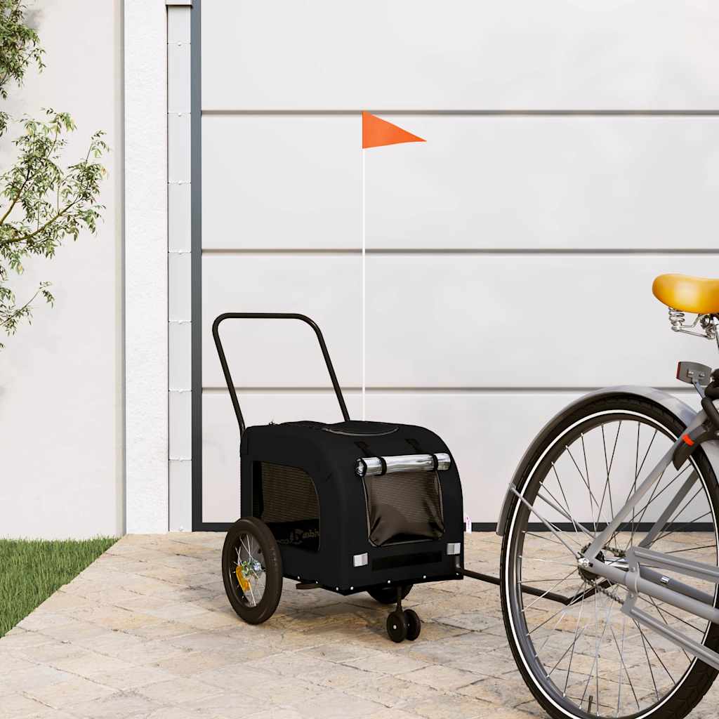 Cykelanhænger til kæledyr med opbevaring Sort 125 x 53 x 54 cm