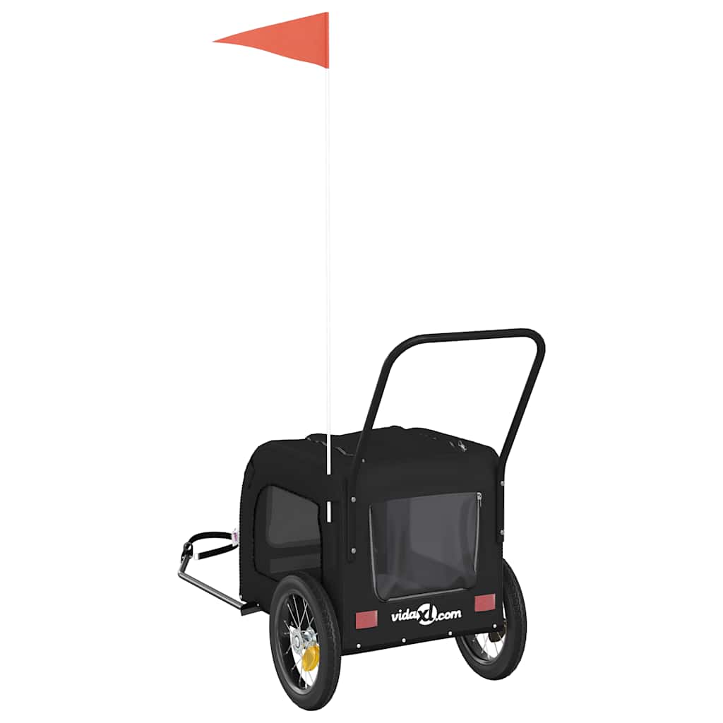Cykelanhænger til kæledyr med opbevaring Sort 125 x 53 x 54 cm