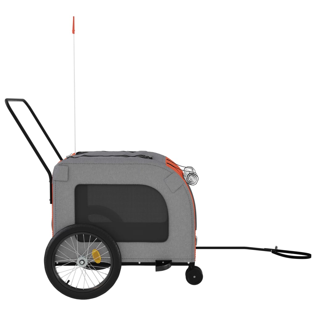 cykeltrailer til kæledyr oxfordstof og jern orange og grå