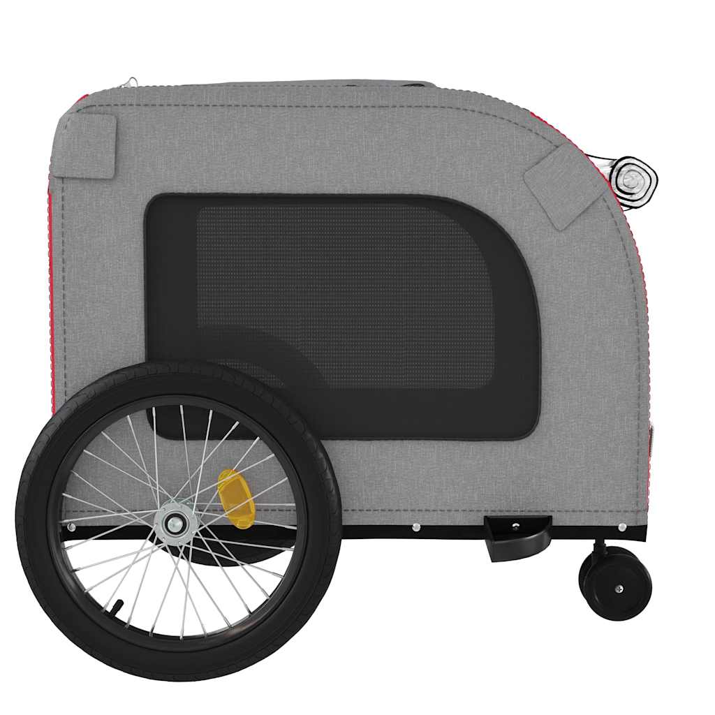 cykeltrailer til kæledyr oxfordstof og jern rød og grå