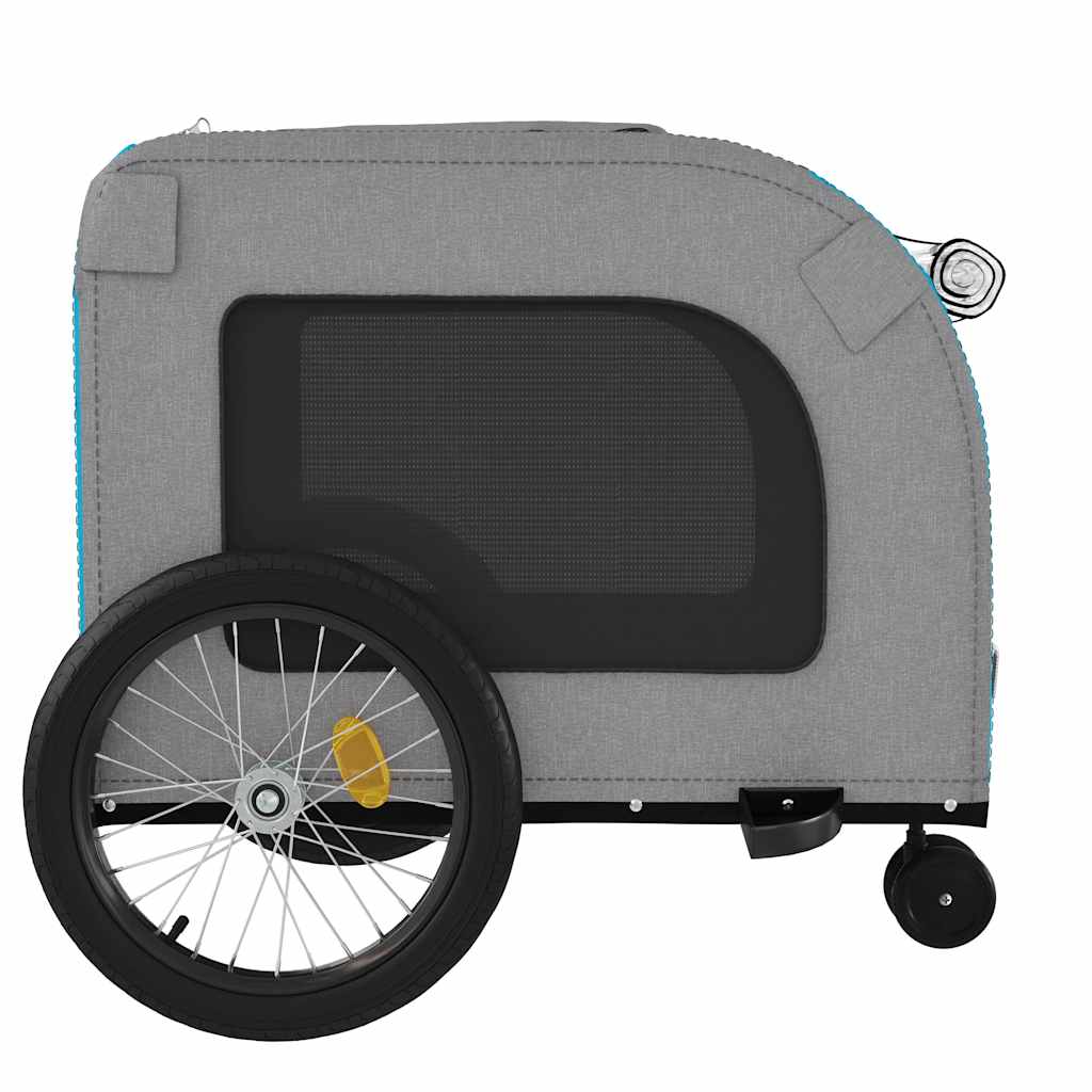 cykeltrailer til kæledyr oxfordstof og jern blå og grå