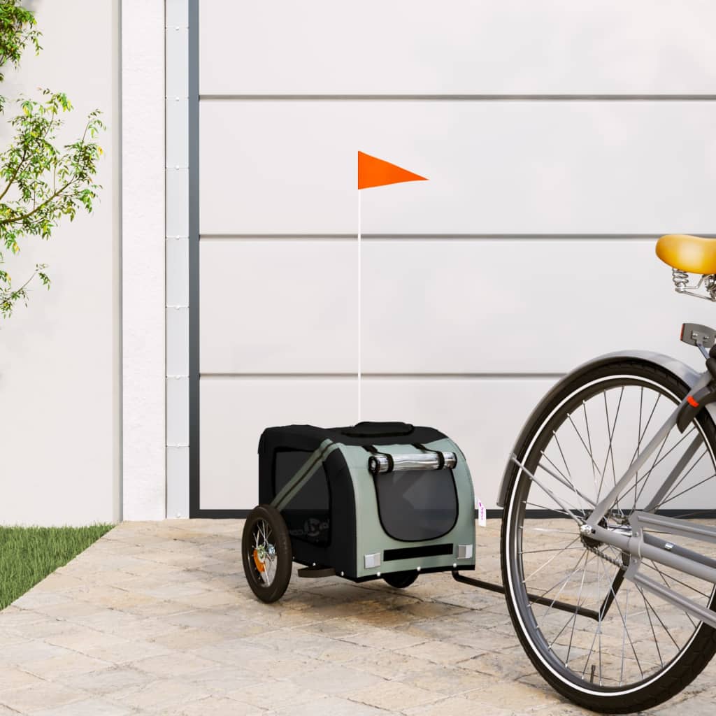 hundetrailer til cykel oxfordstof og jern grå og sort