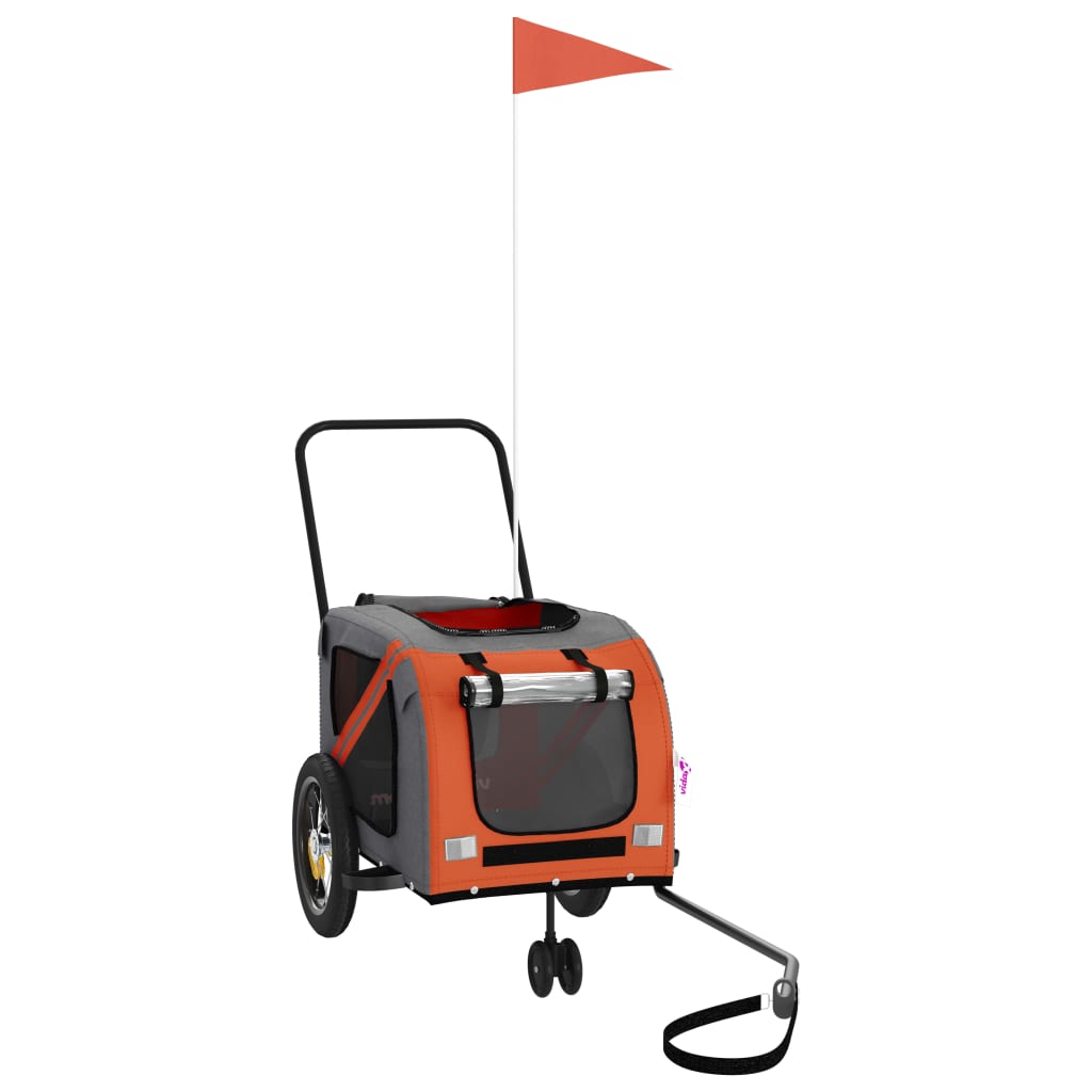 hundetrailer til cykel oxfordstof og jern orange og sort