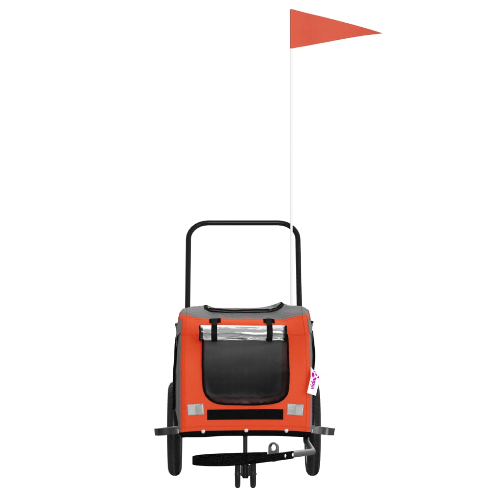 hundetrailer til cykel oxfordstof og jern orange og sort