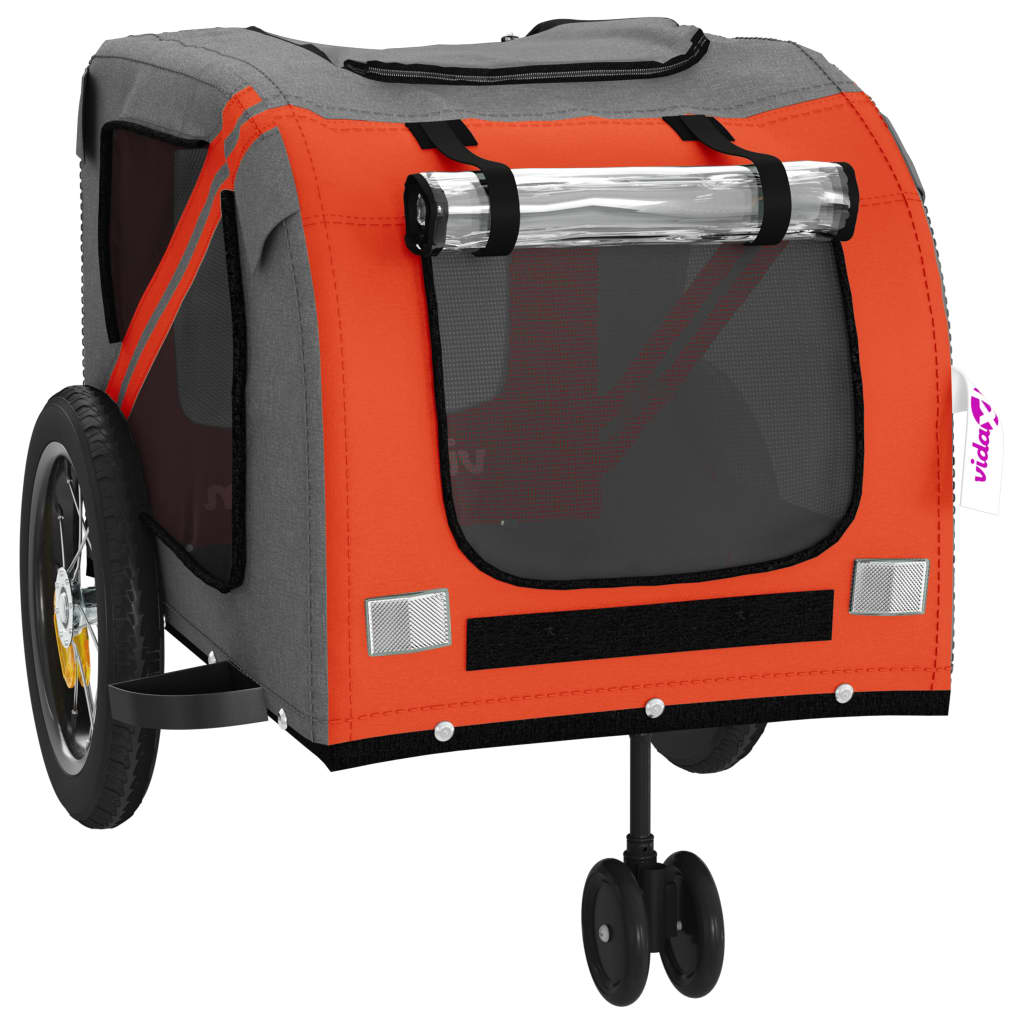 hundetrailer til cykel oxfordstof og jern orange og sort