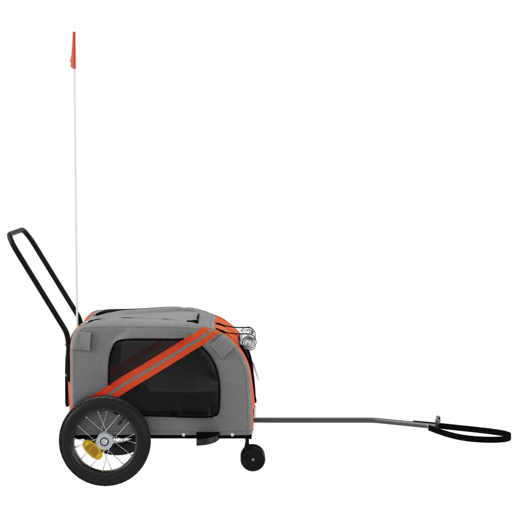 hundetrailer til cykel oxfordstof og jern orange og sort
