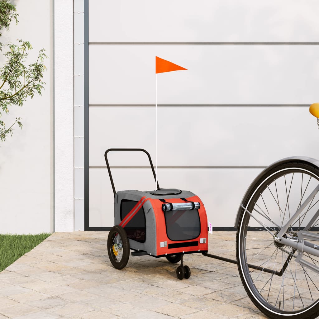 hundetrailer til cykel oxfordstof og jern orange og sort
