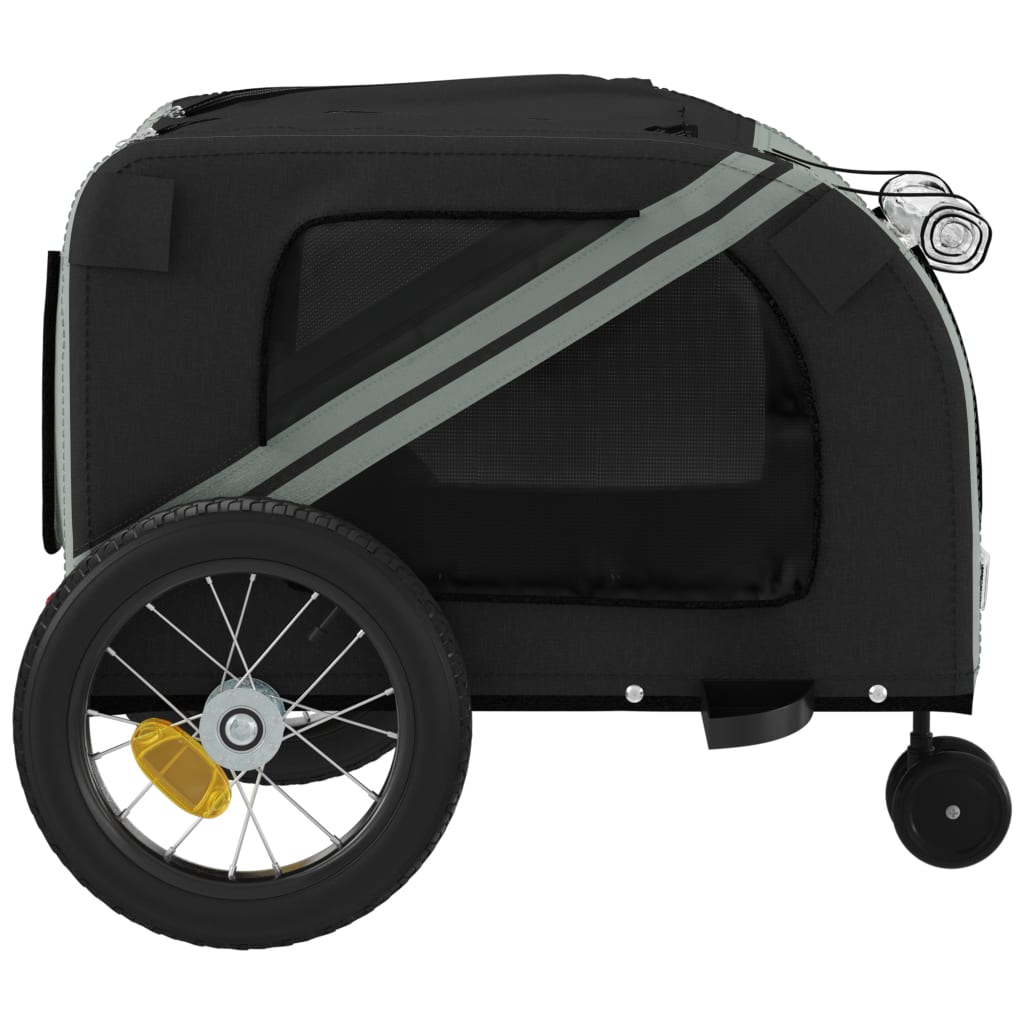 hundetrailer til cykel oxfordstof og jern grå og sort