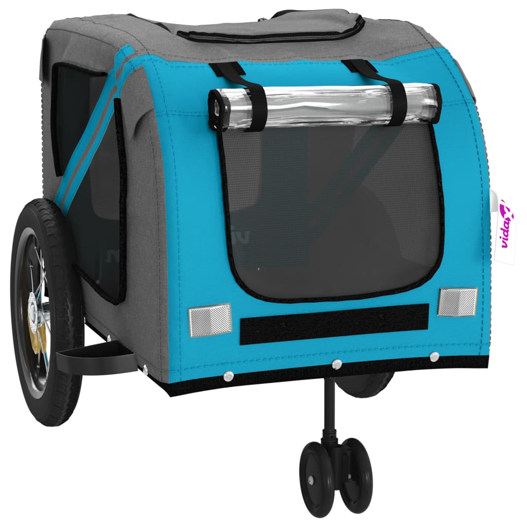 hundetrailer til cykel oxfordstof og jern blå og sort