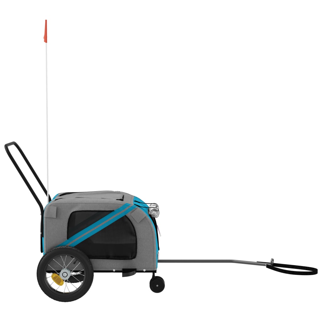 hundetrailer til cykel oxfordstof og jern blå og sort