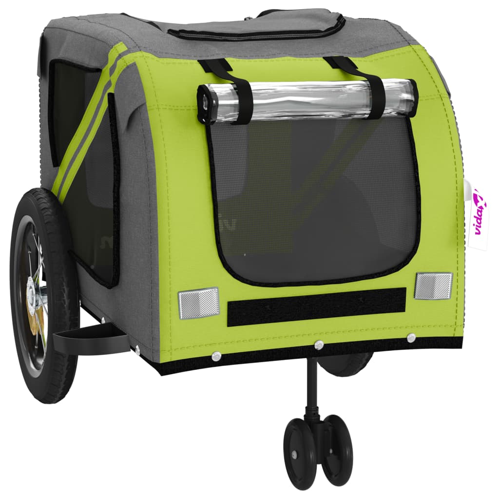 hundetrailer til cykel oxfordstof og jern grøn og sort
