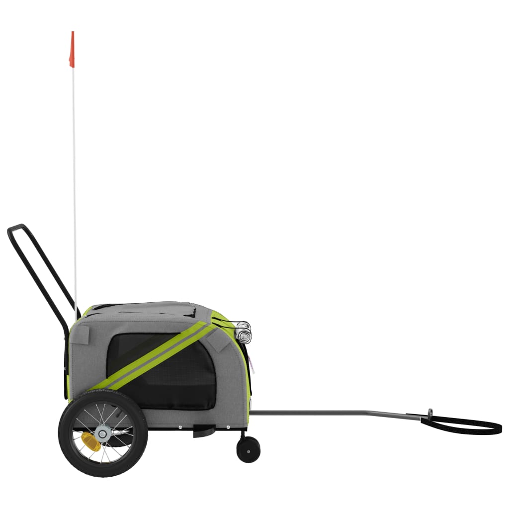 hundetrailer til cykel oxfordstof og jern grøn og sort