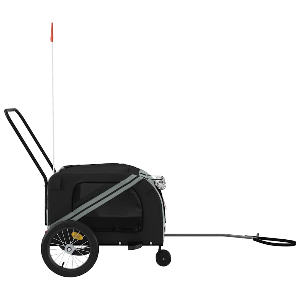 hundetrailer til cykel oxfordstof og jern grå og sort