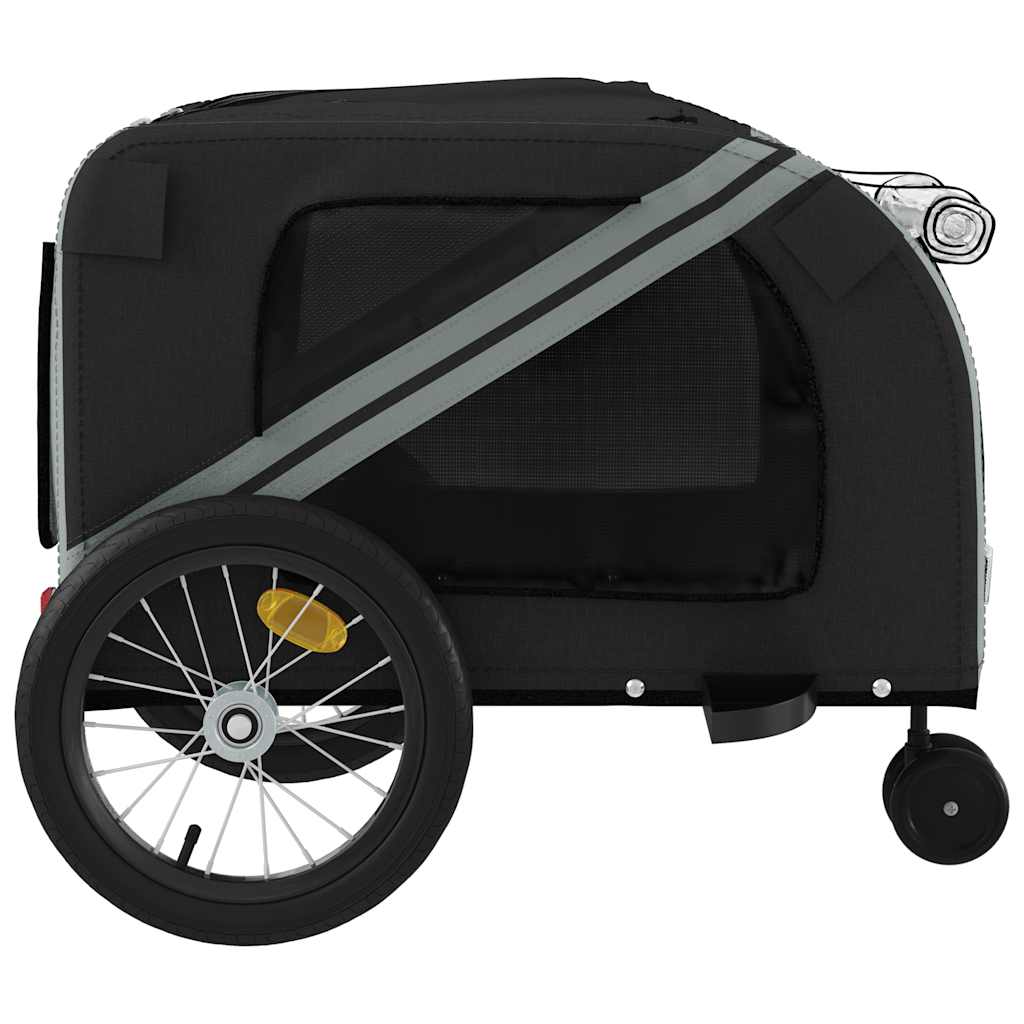 hundetrailer til cykel oxfordstof og jern grå og sort