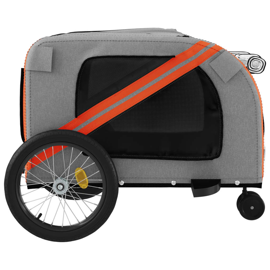 cykeltrailer til kæledyr oxfordstof og jern orange og grå