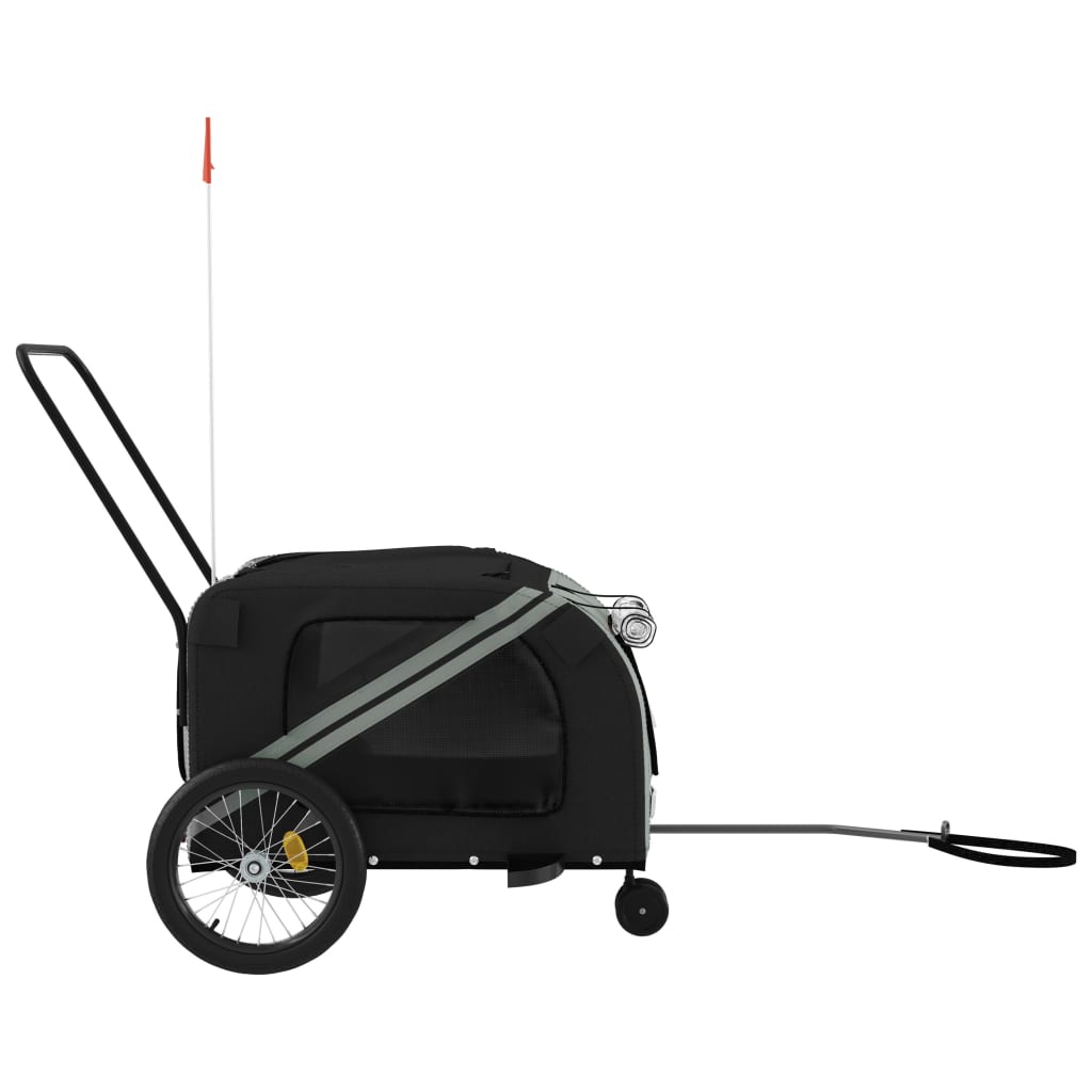 hundetrailer til cykel oxfordstof og jern grå og sort