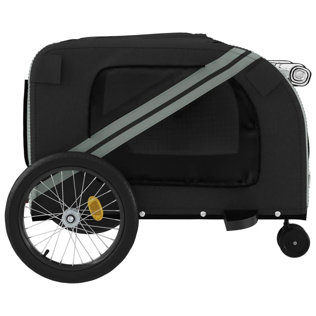 hundetrailer til cykel oxfordstof og jern grå og sort