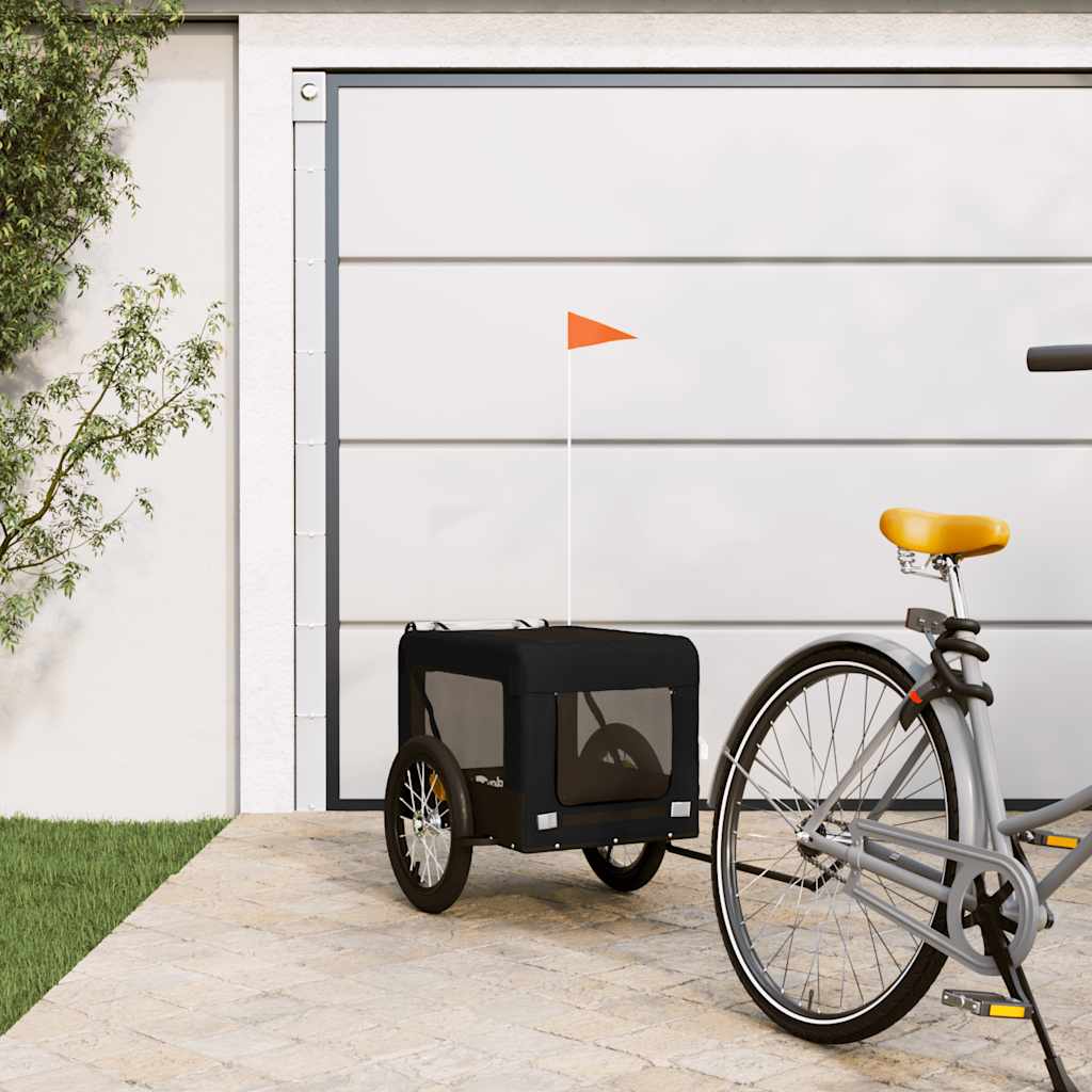 cykelanhænger til kæledyr oxfordstof og jern sort