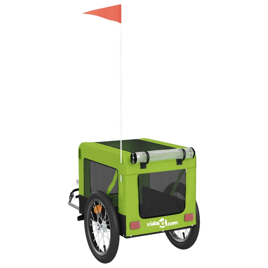 hundetrailer til cykel oxfordstof og jern grøn og sort