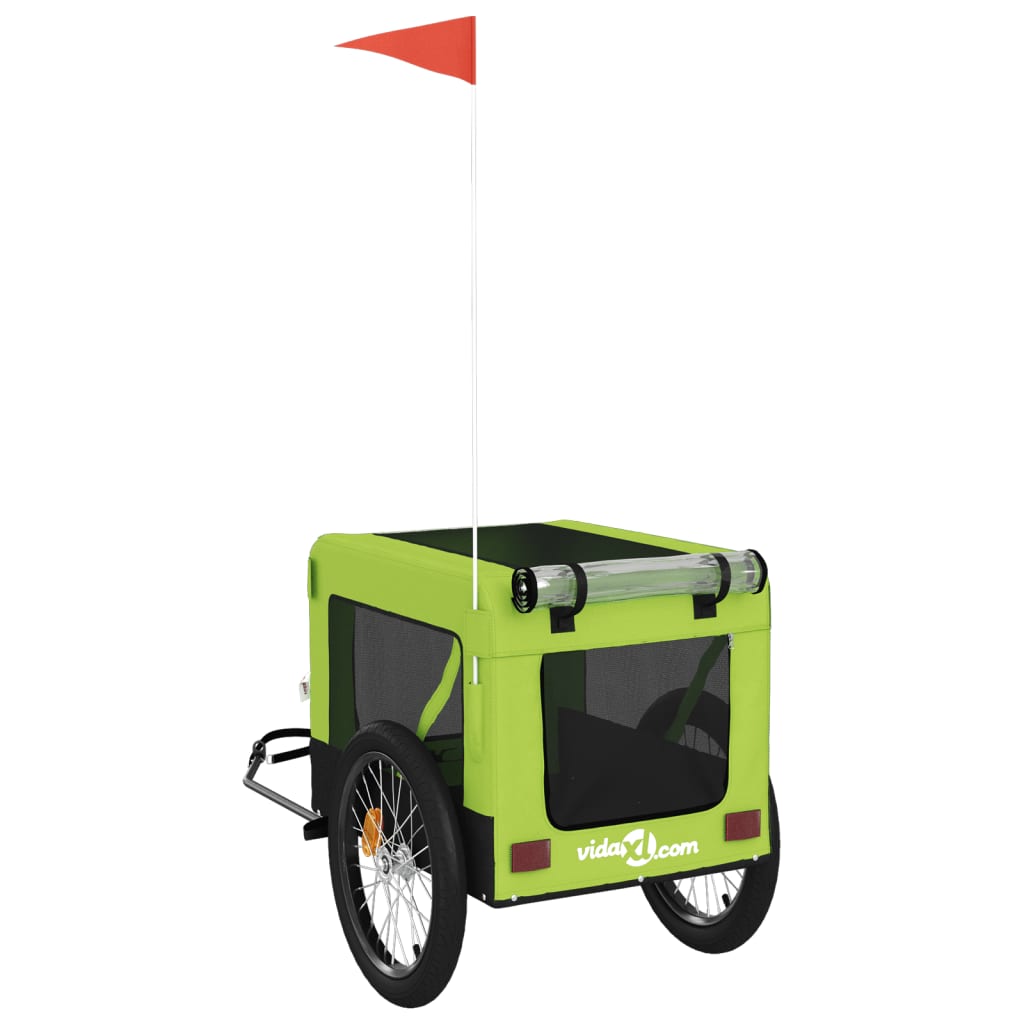 hundetrailer til cykel oxfordstof og jern grøn og sort
