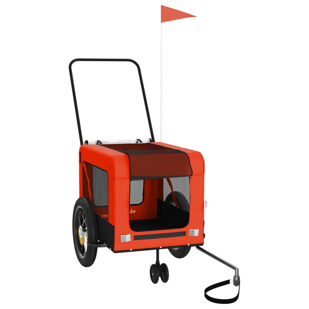 hundetrailer til cykel oxfordstof og jern orange og sort