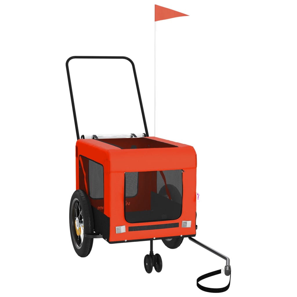 hundetrailer til cykel oxfordstof og jern orange og sort