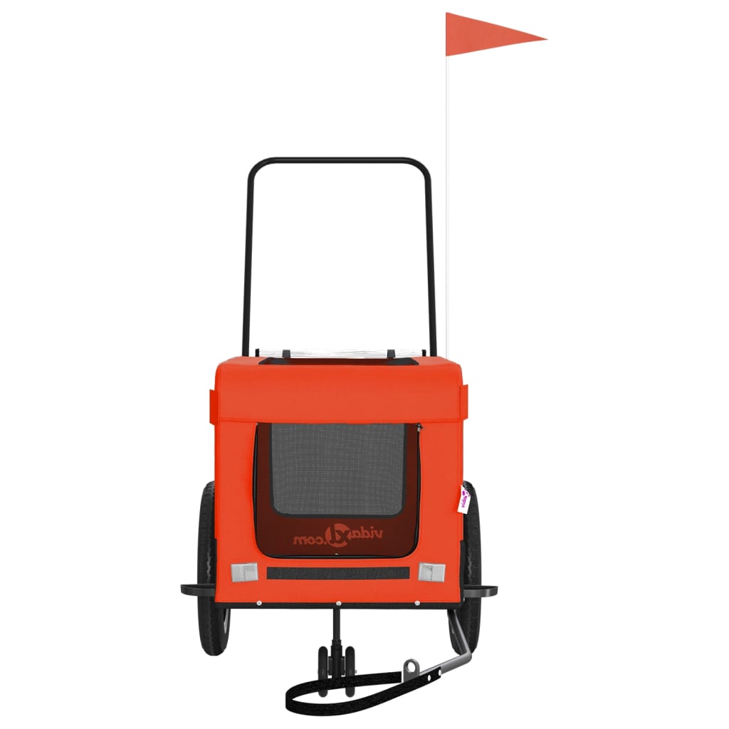 hundetrailer til cykel oxfordstof og jern orange og sort