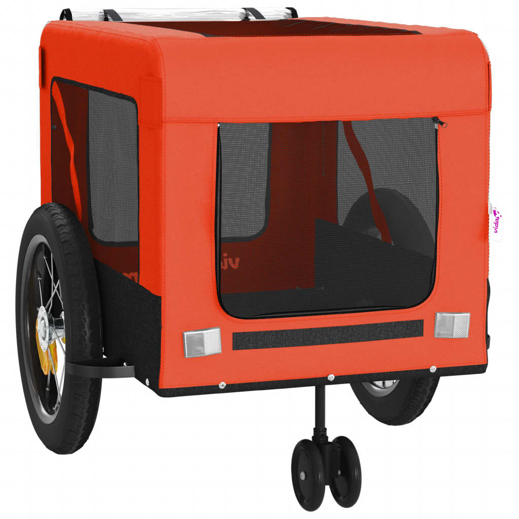 hundetrailer til cykel oxfordstof og jern orange og sort