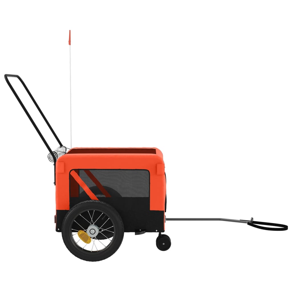 hundetrailer til cykel oxfordstof og jern orange og sort